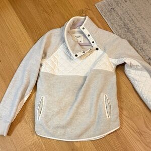 Abercrombie & Fitch Quilted Cowl Neck Sweater - Light Gray and Cream